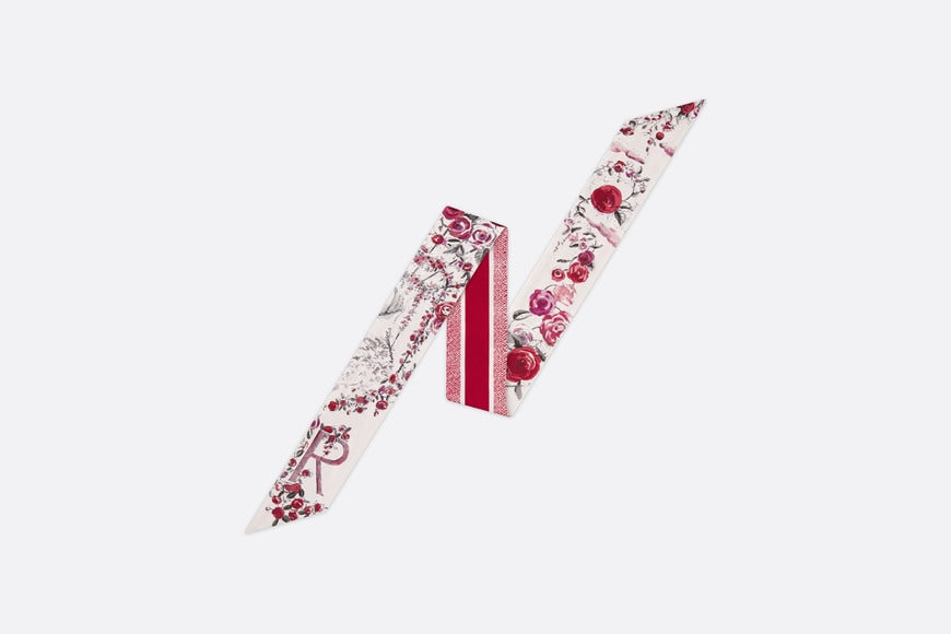 ABCDior R Rose - Romantique Mitzah Scarf • Ivory Multicolor Silk Twill