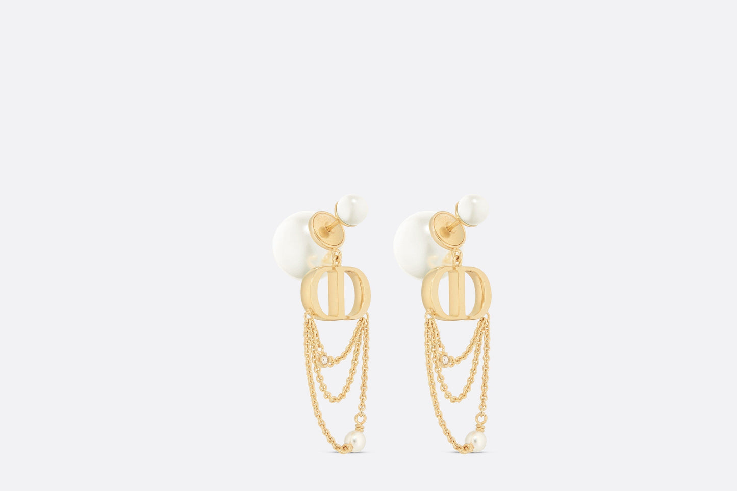 Dior Tribales Earrings • Gold-Finish Metal with White Resin Pearls and Silver-Tone Crystals