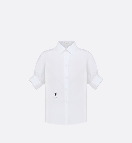 Blouse with Puff Sleeves • White Cotton Poplin