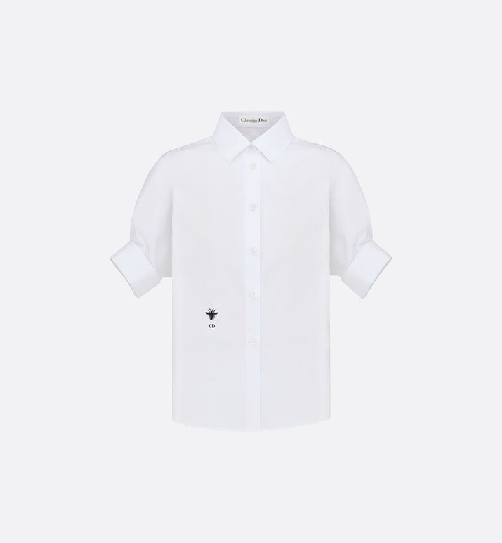 Blouse with Puff Sleeves • White Cotton Poplin