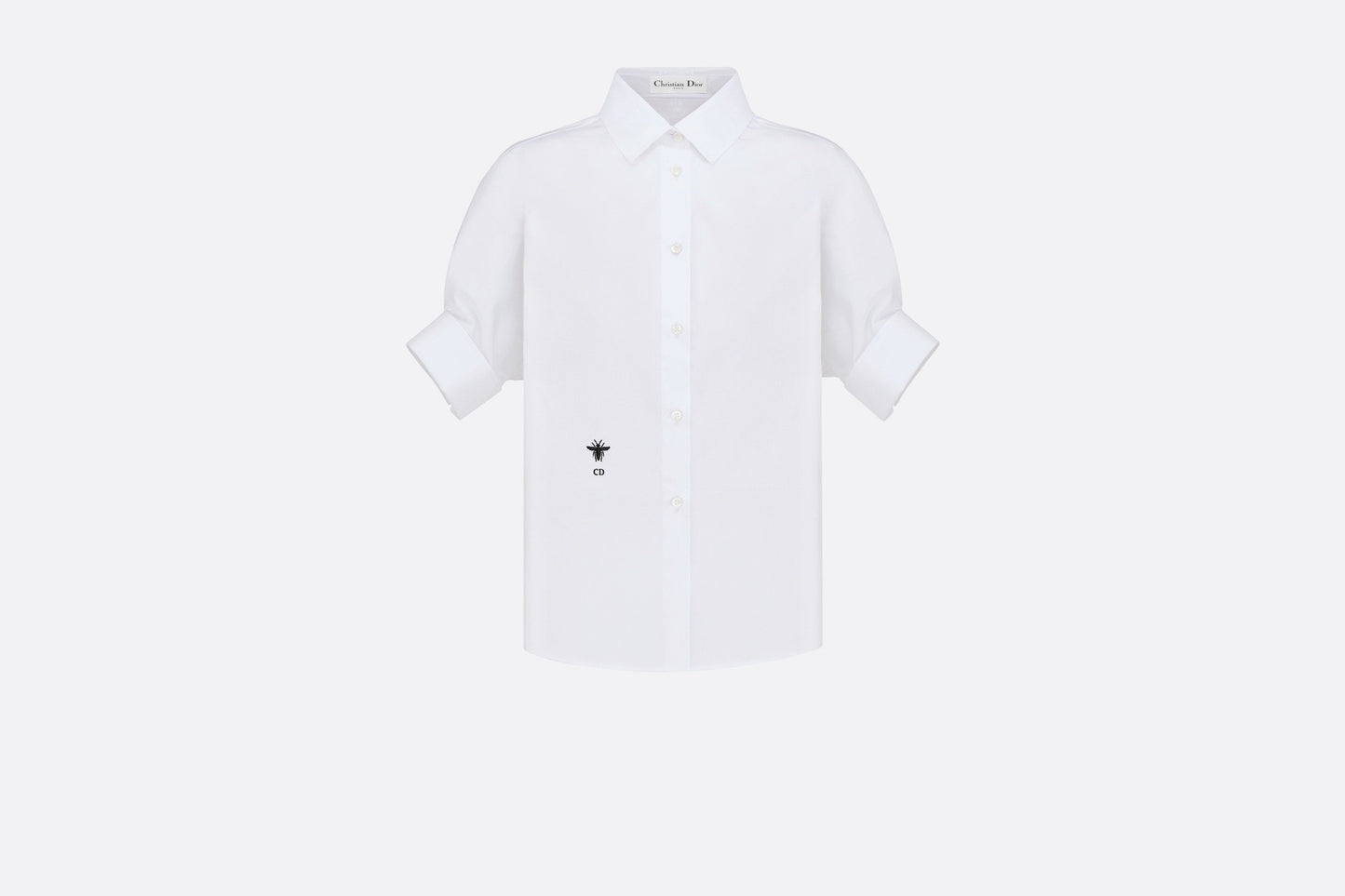 Blouse with Puff Sleeves • White Cotton Poplin