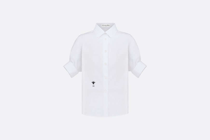 Blouse with Puff Sleeves • White Cotton Poplin