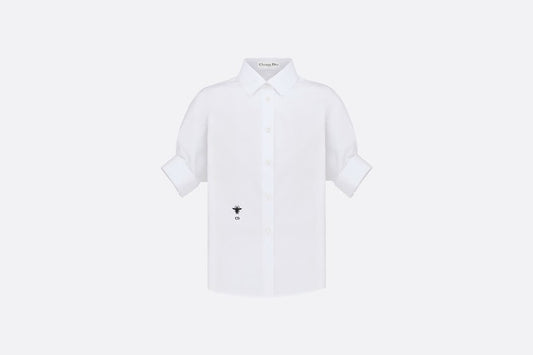 Blouse with Puff Sleeves • White Cotton Poplin