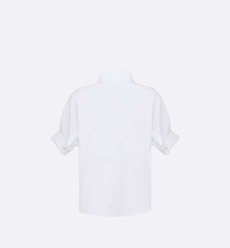 Blouse with Puff Sleeves • White Cotton Poplin