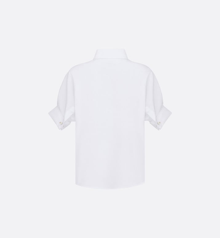 Blouse with Puff Sleeves • White Cotton Poplin