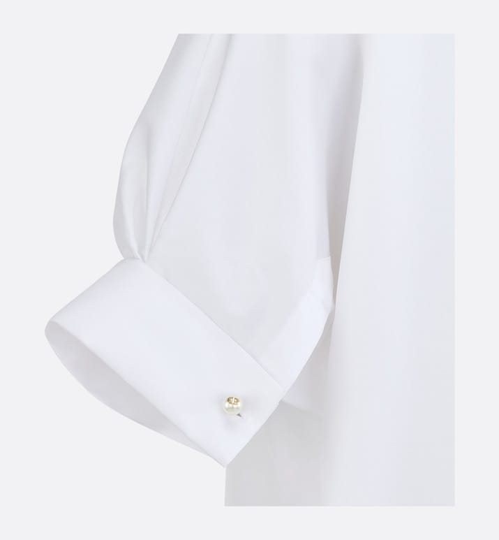Blouse with Puff Sleeves • White Cotton Poplin