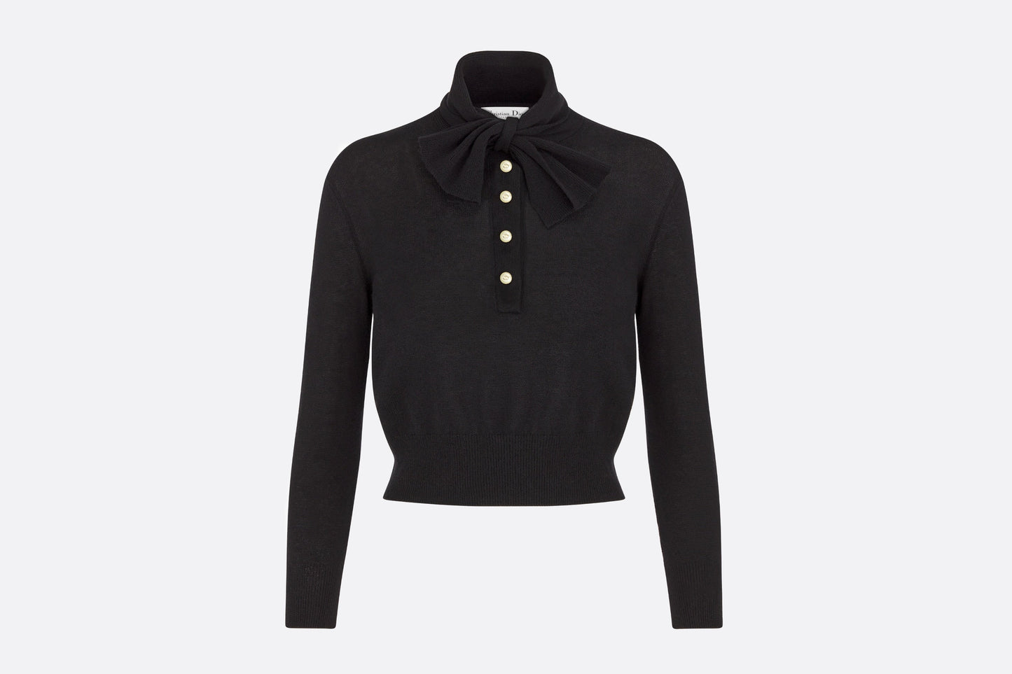 Tied Collar Sweater • Black Cashmere Knit