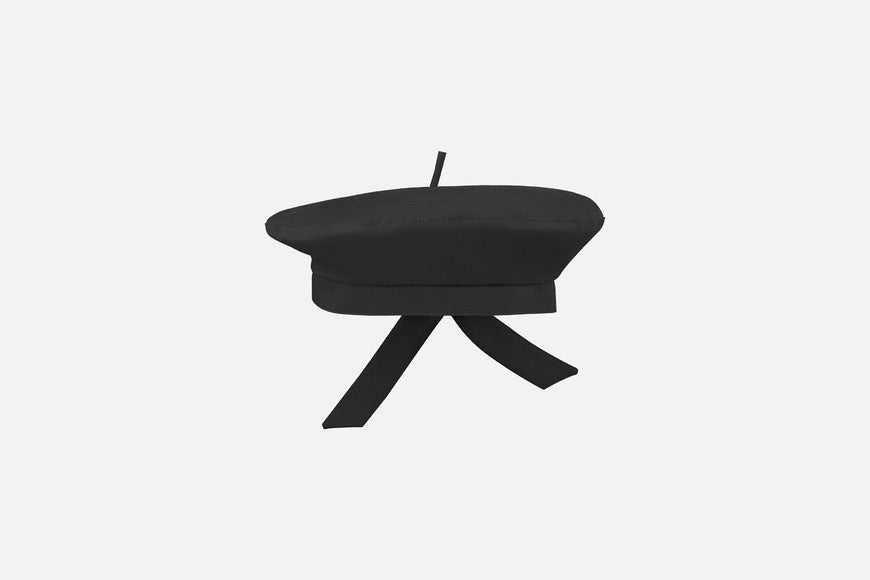 Dior Arty Dior Oblique Beret with Bow • Black Technical Cotton