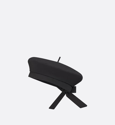 Dior Arty Dior Oblique Beret with Bow • Black Technical Cotton