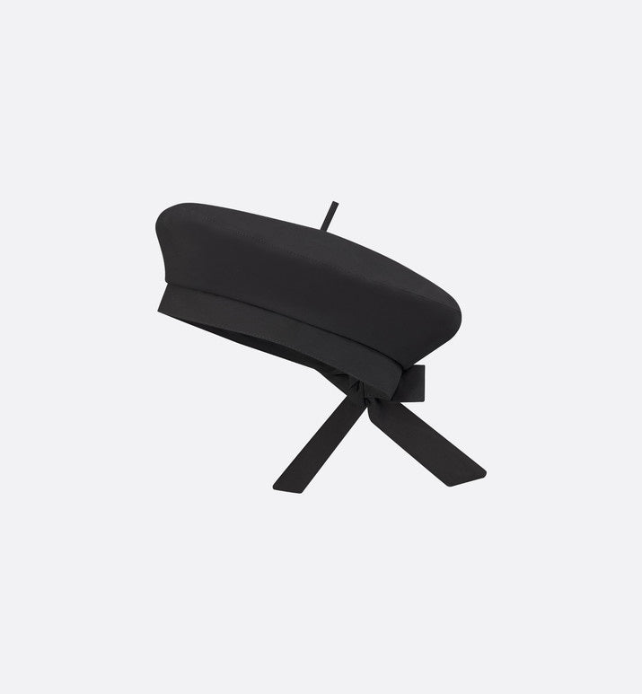 Dior Arty Dior Oblique Beret with Bow • Black Technical Cotton