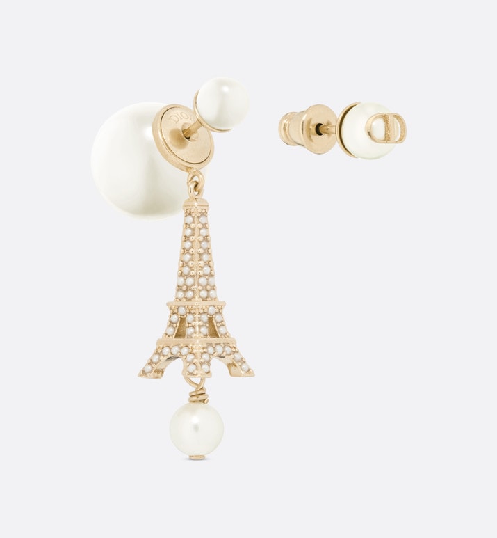 Dior Tribales Earrings • Gold-Finish Metal and White Resin Pearls