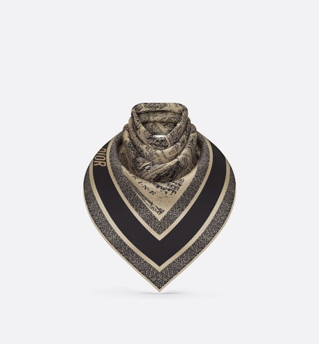 Plan de Paris 90 Square Scarf • Beige and Black Silk Twill
