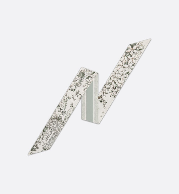 ABCDior J Jasmin - Jardin Blanc Mitzah Scarf • Ivory Multicolor Silk Twill