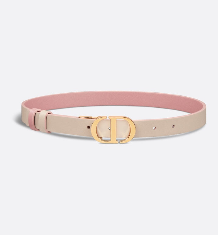 30 Montaigne Reversible Belt • Antique Pink and Powder Beige Smooth Calfskin, 20 MM