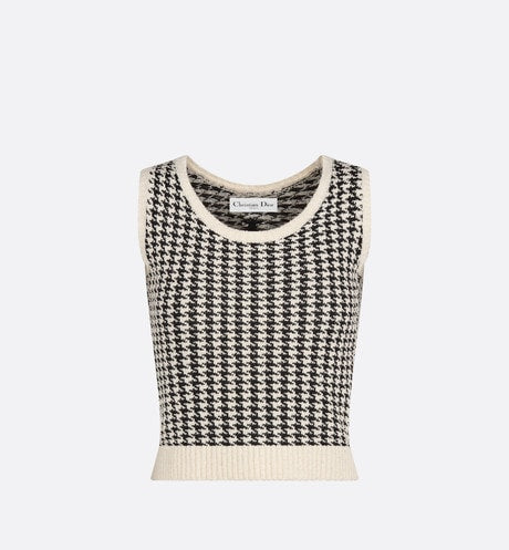 Twin-Set • Black and White Houndstooth Technical Cotton Knit