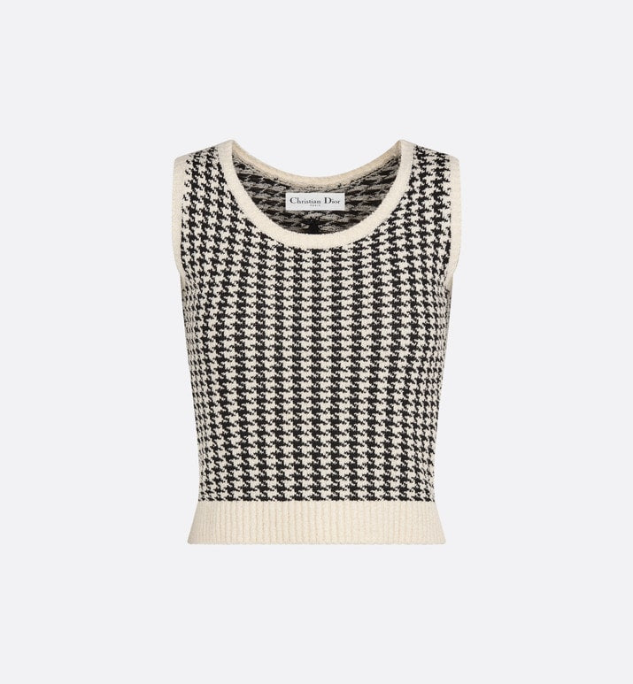 Twin-Set • Black and White Houndstooth Technical Cotton Knit