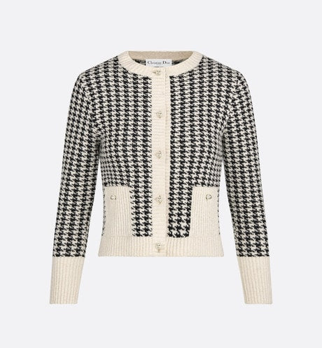 Twin-Set • Black and White Houndstooth Technical Cotton Knit