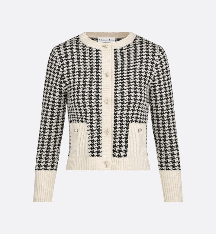 Twin-Set • Black and White Houndstooth Technical Cotton Knit