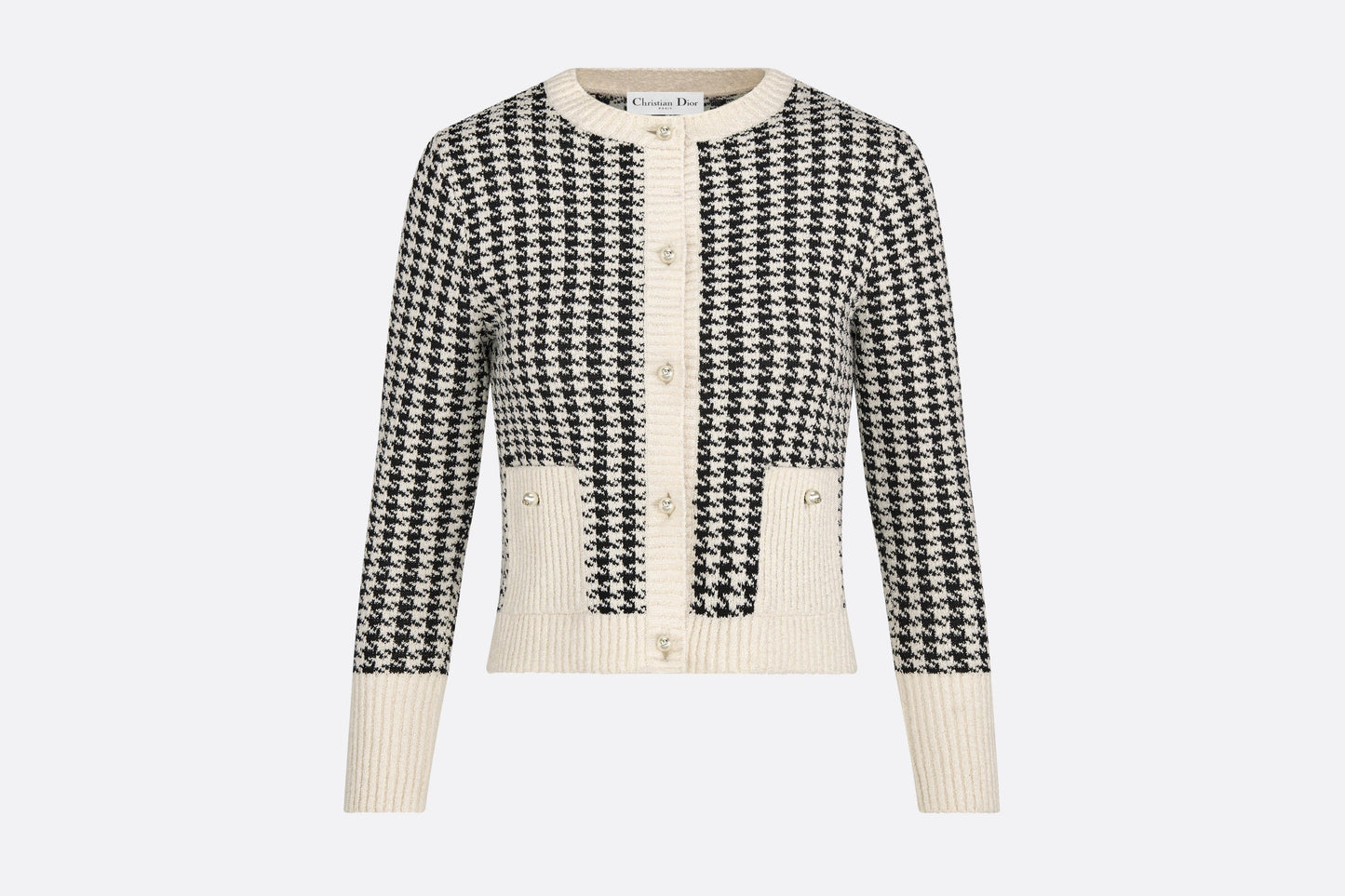 Twin-Set • Black and White Houndstooth Technical Cotton Knit