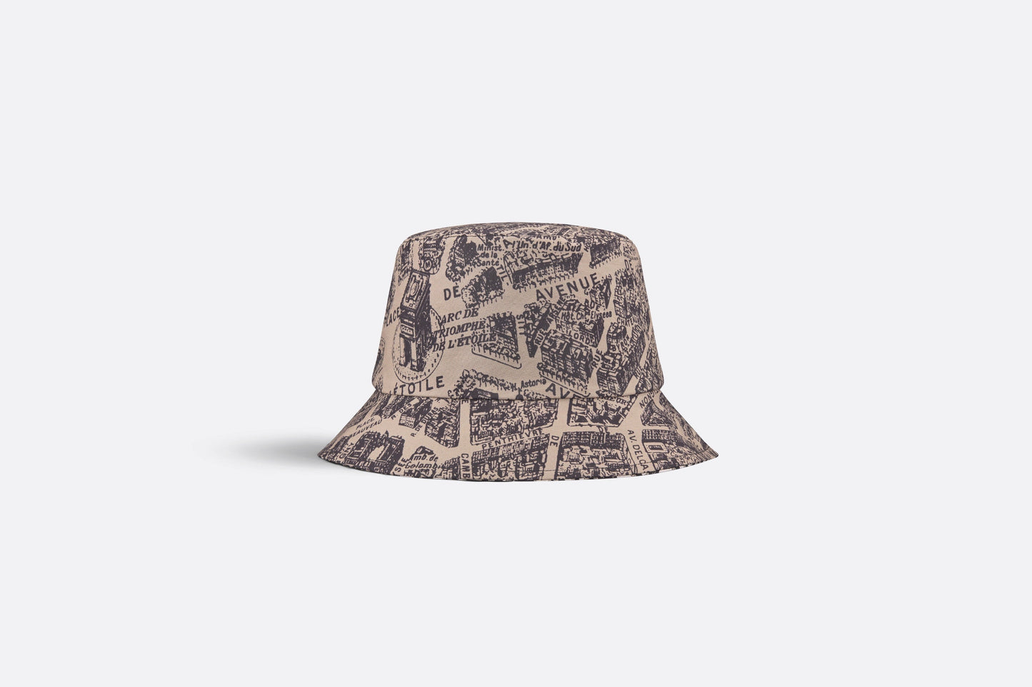 Teddy-D Plan de Paris Reversible Small Brim Bucket Hat • Beige and Black Cotton Blend