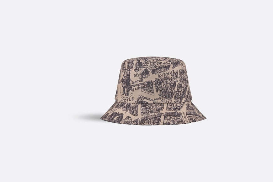 Teddy-D Plan de Paris Reversible Small Brim Bucket Hat • Beige and Black Cotton Blend