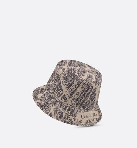 Teddy-D Plan de Paris Reversible Small Brim Bucket Hat • Beige and Black Cotton Blend