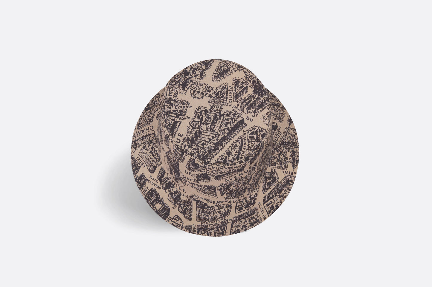 Teddy-D Plan de Paris Reversible Small Brim Bucket Hat • Beige and Black Cotton Blend