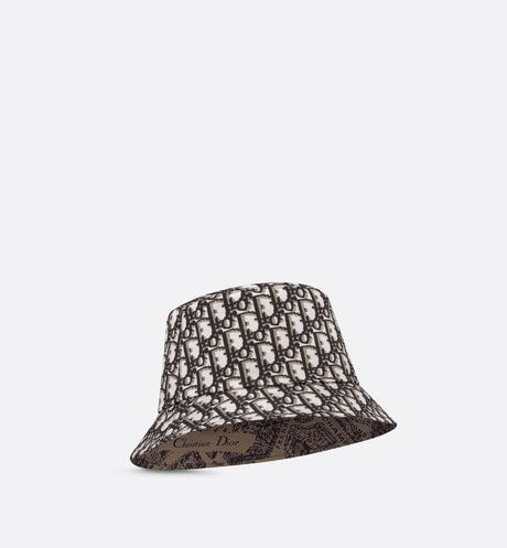 Teddy-D Plan de Paris Reversible Small Brim Bucket Hat • Beige and Black Cotton Blend