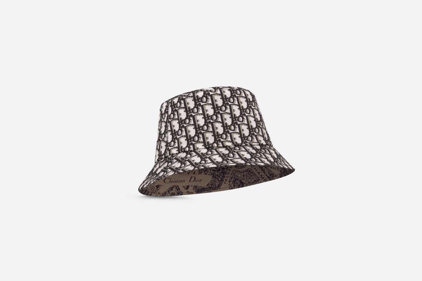 Teddy-D Plan de Paris Reversible Small Brim Bucket Hat • Beige and Black Cotton Blend