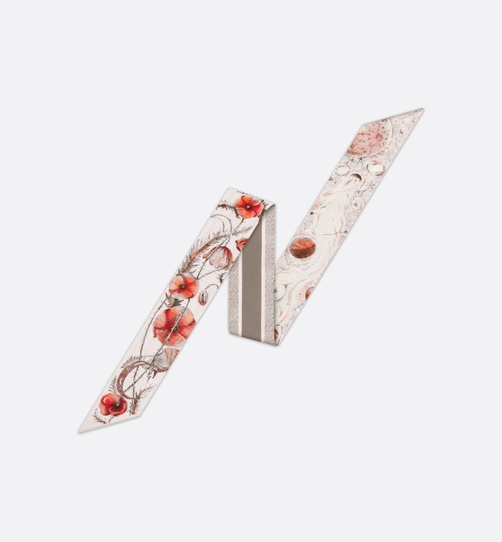 ABCDior C Coquelicot - Comète Mitzah Scarf • Ivory Multicolor Silk Twill