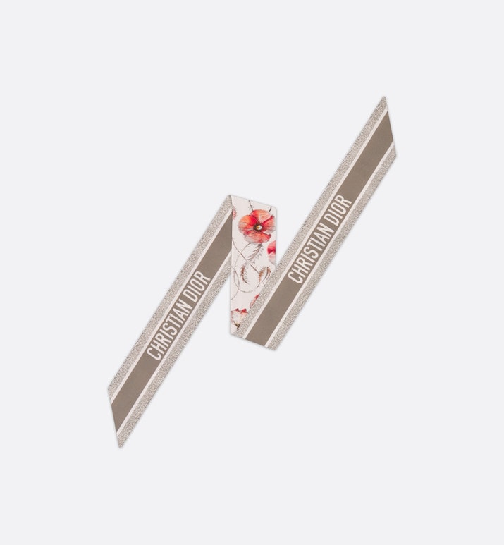 ABCDior C Coquelicot - Comète Mitzah Scarf • Ivory Multicolor Silk Twill