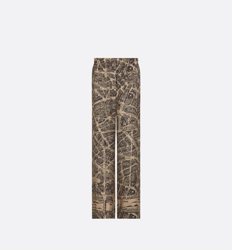Dior Chez Moi Pants • Beige and Black Silk Twill with Plan de Paris Motif