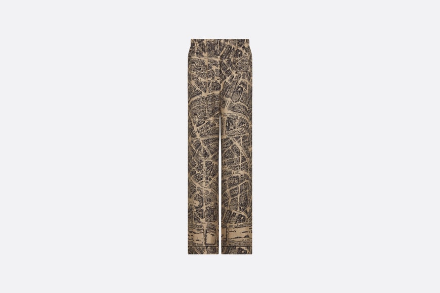 Dior Chez Moi Pants • Beige and Black Silk Twill with Plan de Paris Motif
