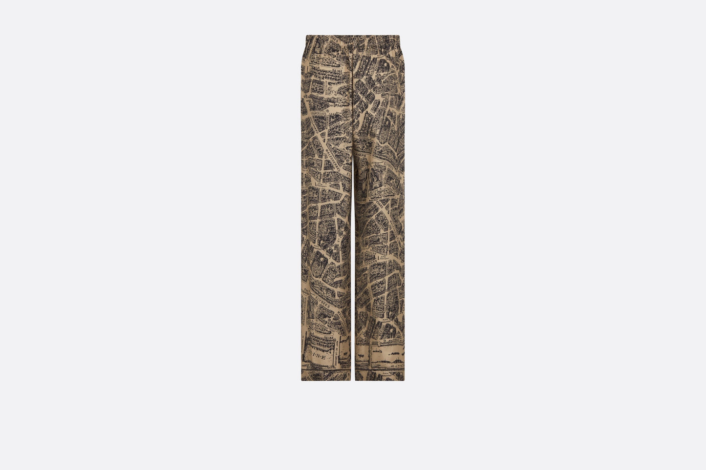 Dior Chez Moi Pants • Beige and Black Silk Twill with Plan de Paris Motif