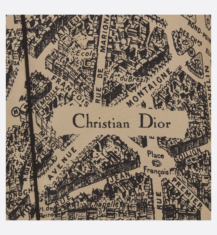 Dior Chez Moi Pants • Beige and Black Silk Twill with Plan de Paris Motif