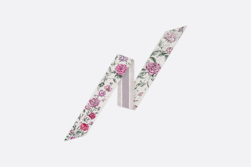 ABCDior P Pivoine - Pluie Magique Mitzah Scarf • Ivory Multicolor Silk Twill