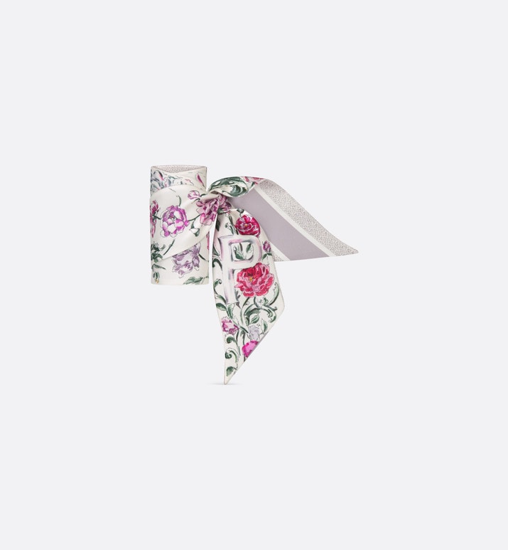 ABCDior P Pivoine - Pluie Magique Mitzah Scarf • Ivory Multicolor Silk Twill