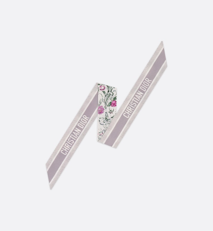 ABCDior P Pivoine - Pluie Magique Mitzah Scarf • Ivory Multicolor Silk Twill