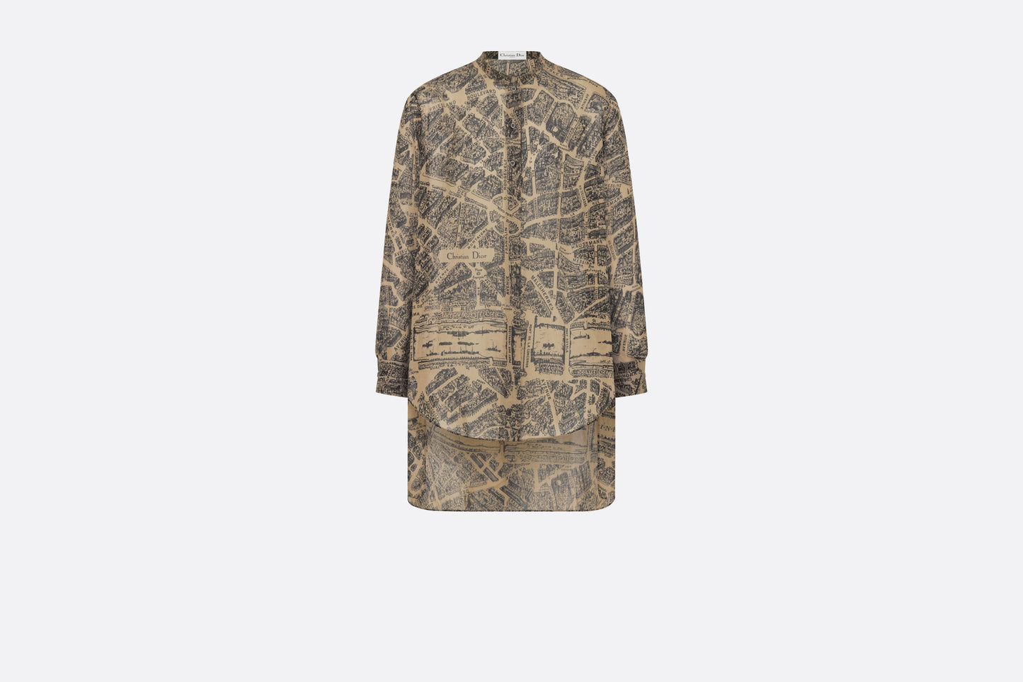 Blouse • Beige and Black Cotton Voile with Plan de Paris Motif