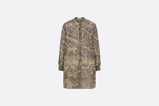 Blouse • Beige and Black Cotton Voile with Plan de Paris Motif