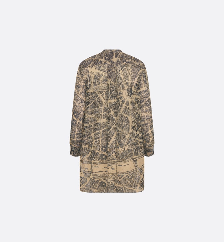 Blouse • Beige and Black Cotton Voile with Plan de Paris Motif