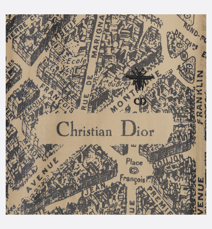 Blouse • Beige and Black Cotton Voile with Plan de Paris Motif