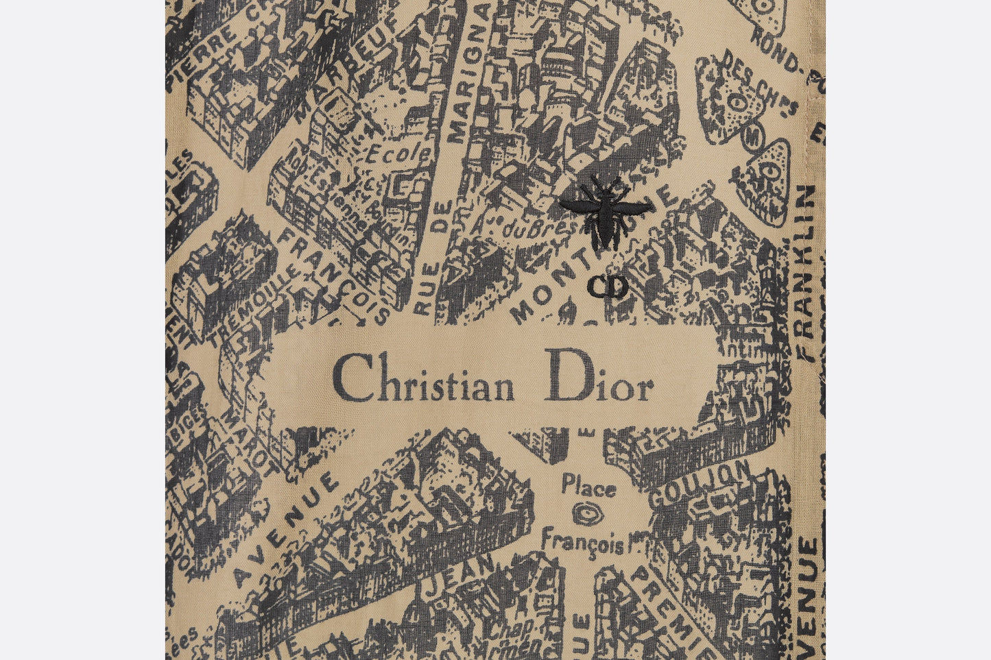 Blouse • Beige and Black Cotton Voile with Plan de Paris Motif