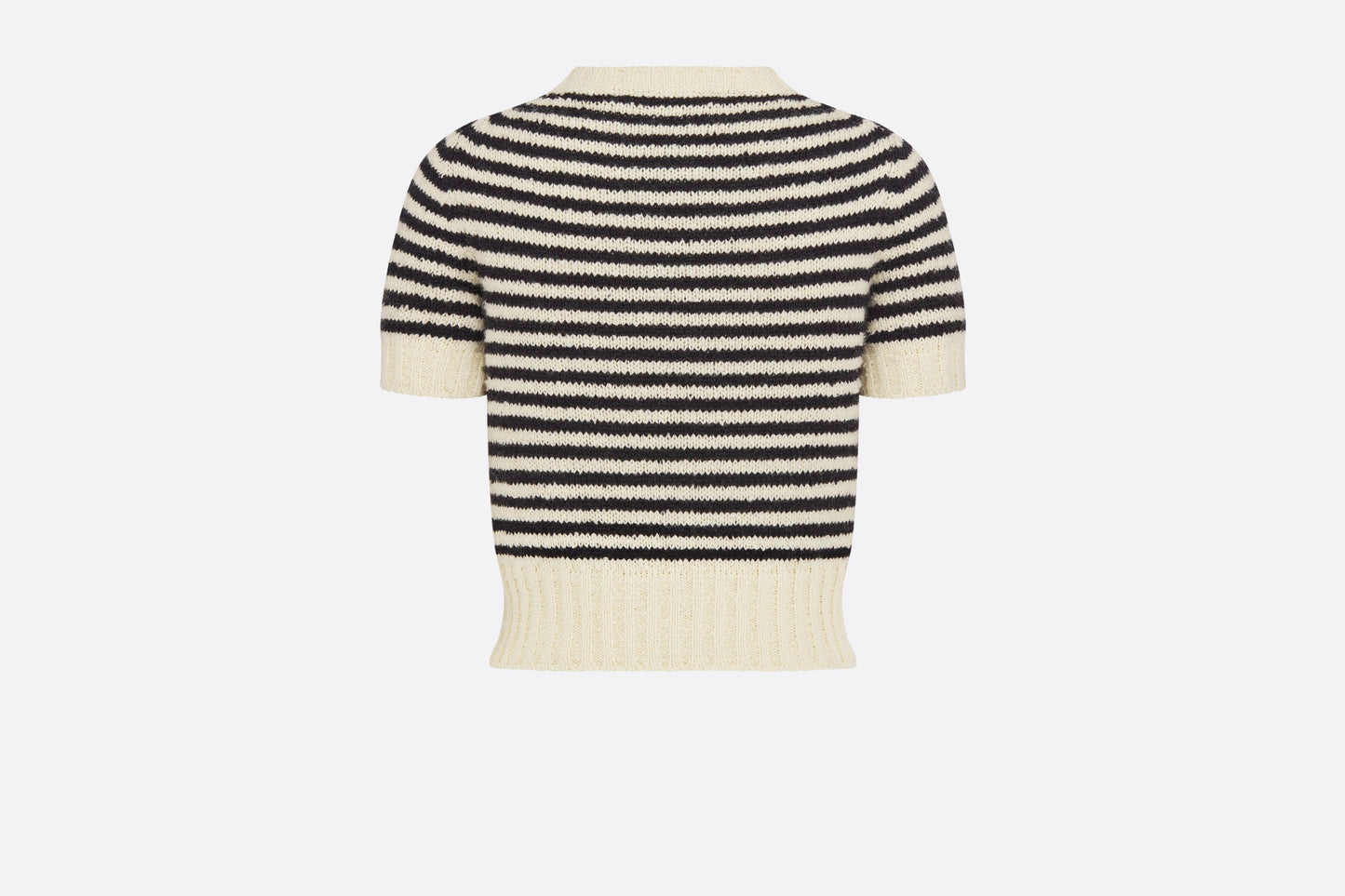 Dior Marinière Short-Sleeved Sweater • Ecru and Black Technical Cotton, Wool and Mohair Knit with Signature