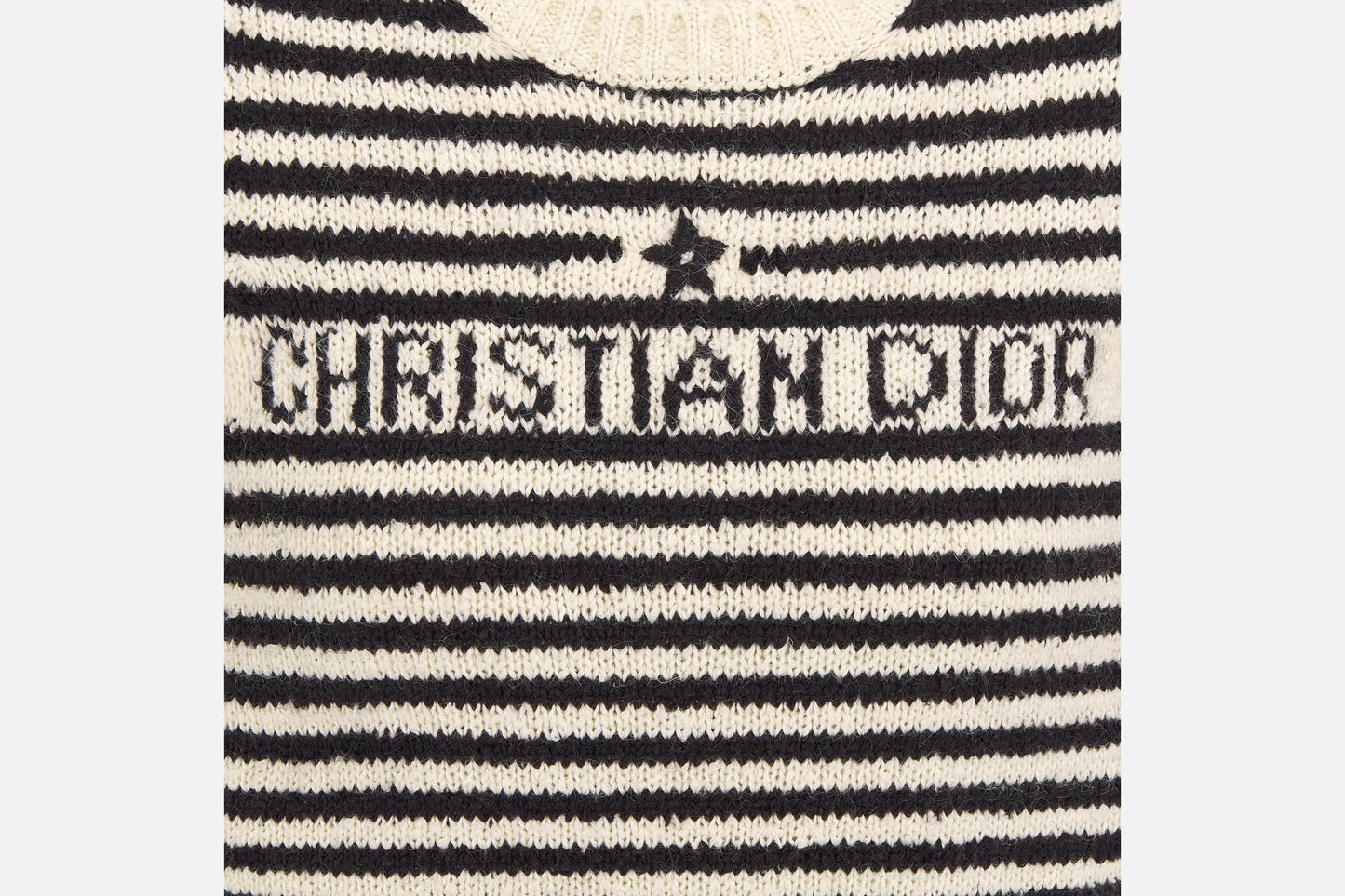 Dior Marinière Short-Sleeved Sweater • Ecru and Black Technical Cotton, Wool and Mohair Knit with Signature