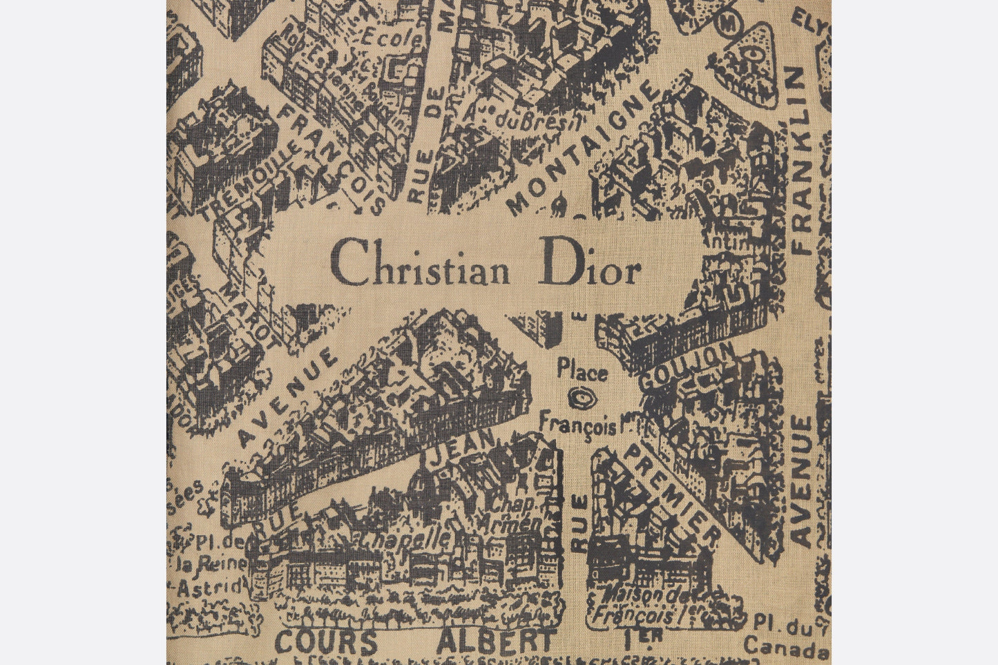 Mid-Length Shirt Dress • Beige and Black Cotton Voile with Plan de Paris Motif