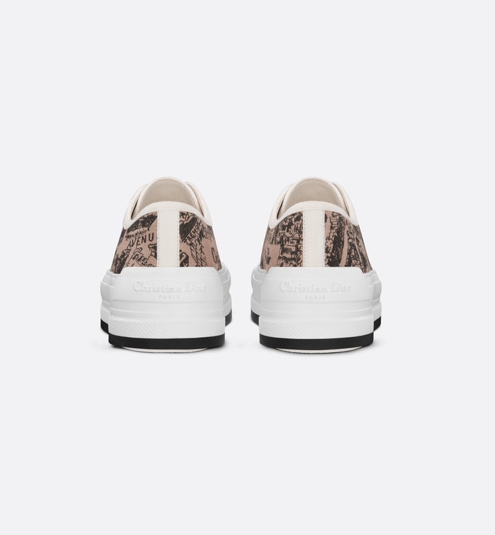 Walk'n'Dior Platform Sneaker • Beige and Black Cotton Embroidered with Plan de Paris Motif