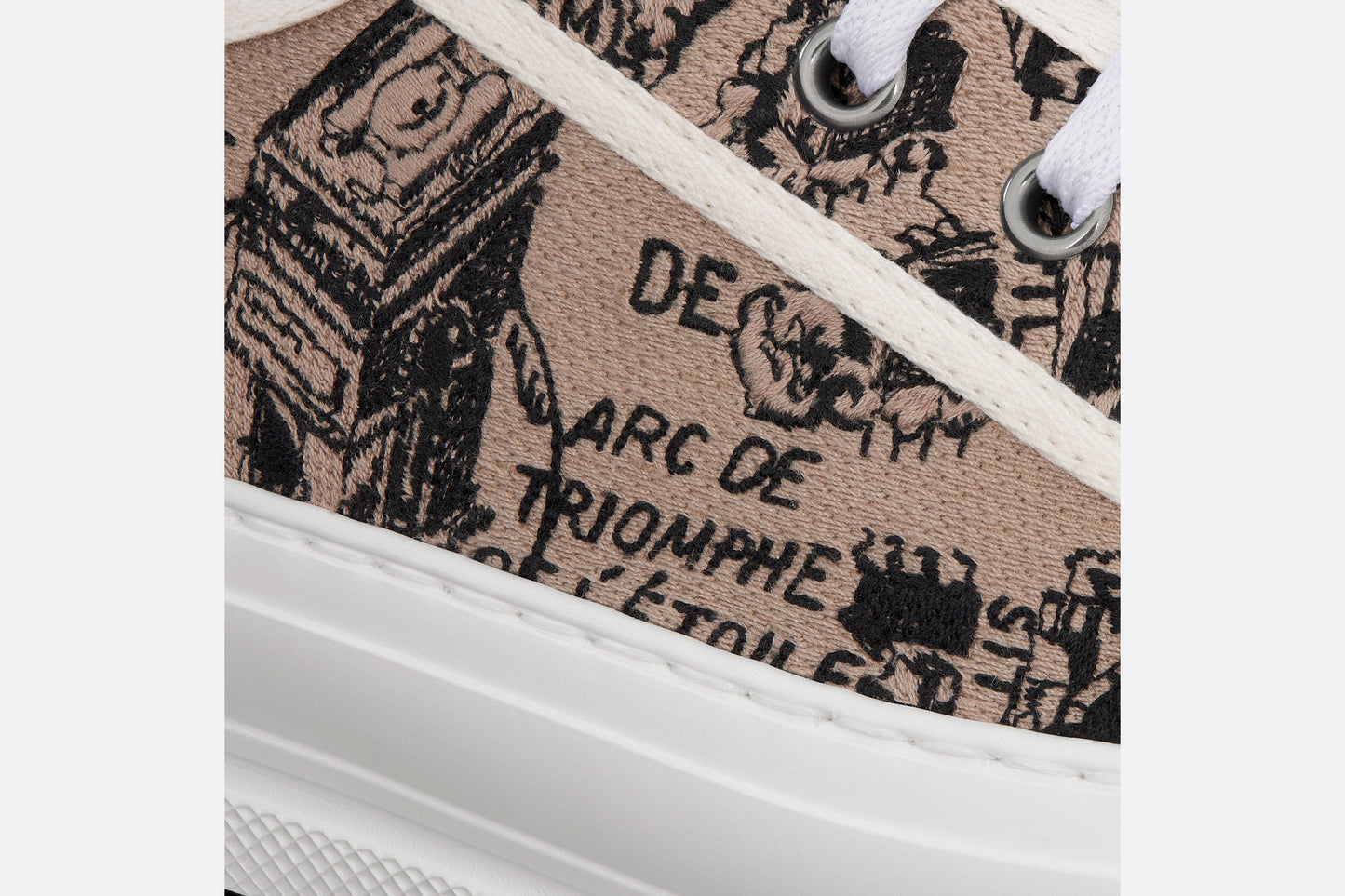 Walk'n'Dior Platform Sneaker • Beige and Black Cotton Embroidered with Plan de Paris Motif