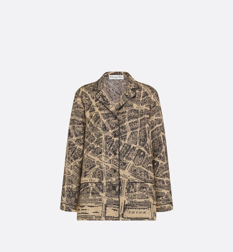 Dior Chez Moi Shirt • Beige and Black Silk Twill with Plan de Paris Motif