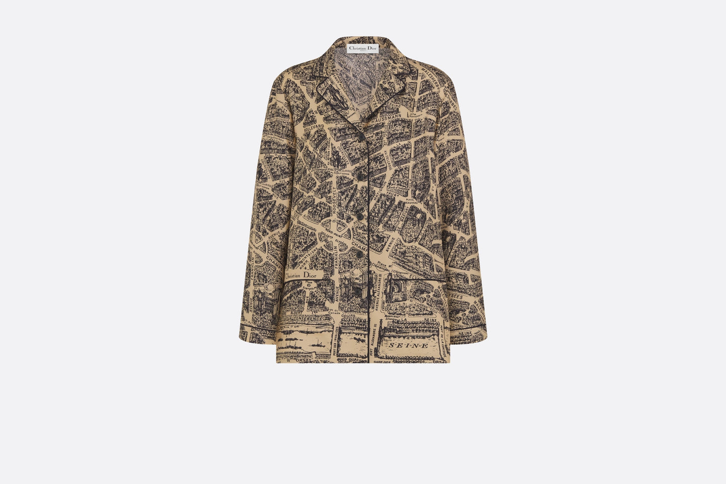 Dior Chez Moi Shirt • Beige and Black Silk Twill with Plan de Paris Motif